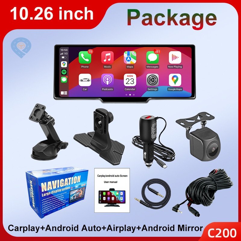 556955179 10.26-inch Portable Car Central Control Smart Screen with Wireless CarPlay, Android Auto, Bluetooth, and AHD Backup Camera - Image 6