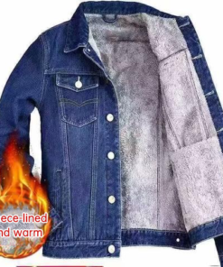 Fleece-Lined Thickened Denim Jacket for Men Winter Warm Casual Jacket Loose Fit Men's Outerwear