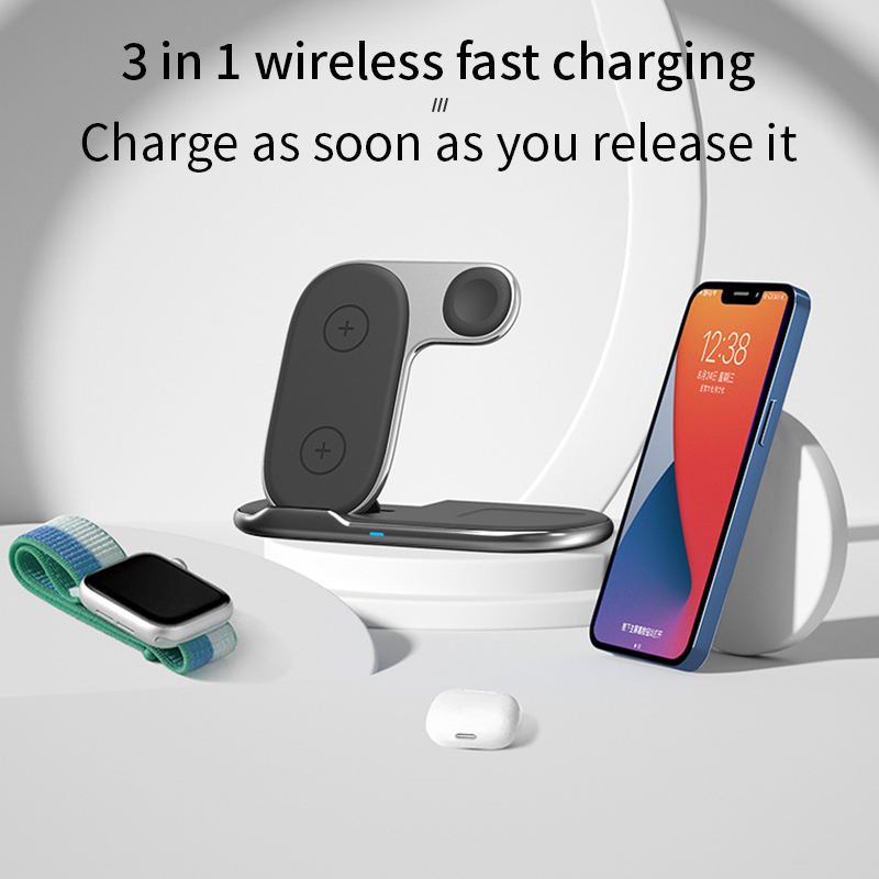 556955441 Foldable 3-in-1 wireless charger suitable for wireless charging of Huawei Android phones, Apple watches - Image 2