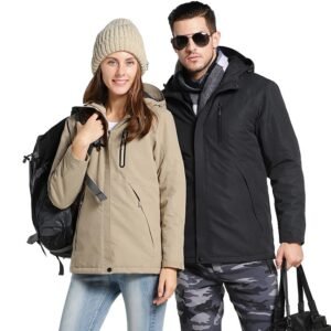 Winter USB Infrared Heating Cotton Men Women Jacket Outdoor Camping Windproof Windbreaker Hiking Climbing Fleece Coat