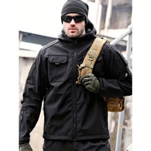 Tactical jacket for men in autumn thick and warm outdoor military enthusiast waterproof hooded mountaineering suit
