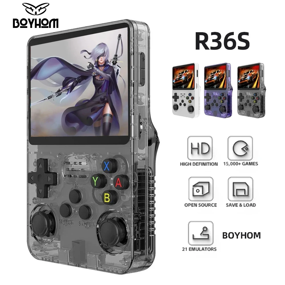557211998 BOYHOM R36S Retro Handheld Video Game Console Linux System 3.5 Inch IPS Screen R35s Pro Portable Pocket Video Player 64GB Games