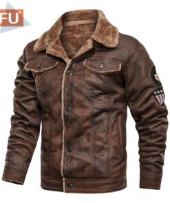 Men  Autumn Thick Warm Fleece Leather Jacket Coat Men Winter Outwear Casual Military Bomber Motor Biker Leather Jackets Men