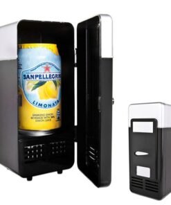 New 2 In 1 Desktop Mini Fridge USB Gadget Beverage Cans Cooler Warmer Refrigerator With Internal LED Light Car Use Mini Fridge