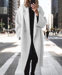 Women's multi colored and multi size woolen long windbreaker jacket