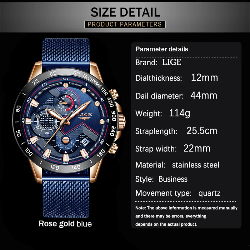 556967022 LIGE Fashion Mens Watches Top Brand Luxury WristWatch Quartz Clock Blue Watch Men Waterproof Sport Chronograph Relogio Masculino - Image 6
