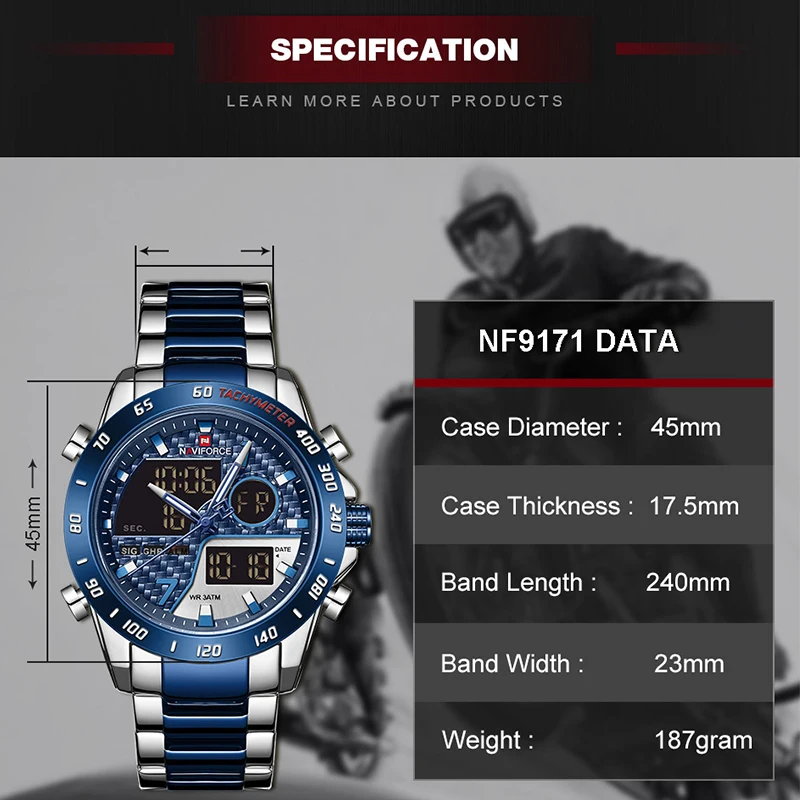 557045132 NAVIFORCE Luxury Brand Men's Wrist Watch Military Digital Sport Watches For Man Steel Strap Quartz Clock Male Relogio Masculino - Image 3