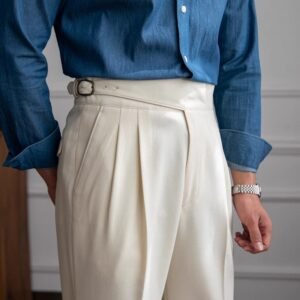 Autumn and Winter 2023 New Italian Style Naples High Waist Straight Long Pants British Men's Casual All-match Trousers