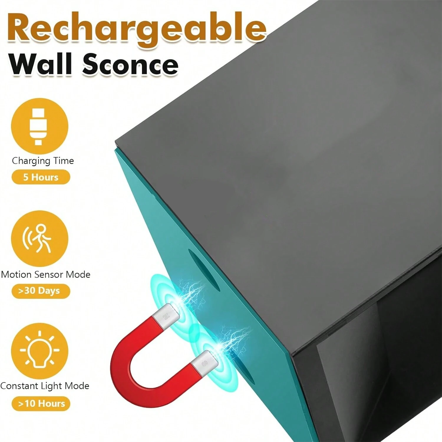 557315441 Wireless rechargeable battery powered wall light motion sensor magnetic LED wall light bedroom corridor staircase wall light - Image 3