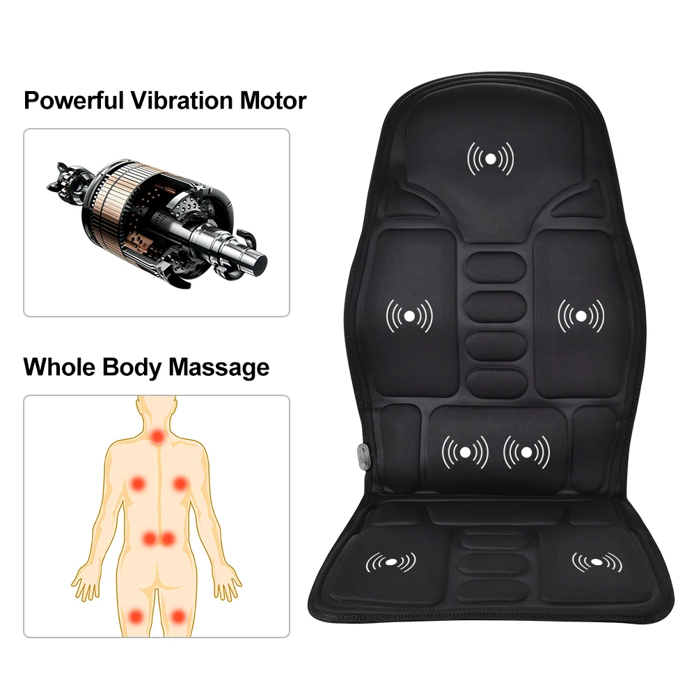 556876386 Electric Heating Vibrating Back Massage for Car Chair Office Lumbar Neck Pain Relief Vibration Cushion Shoulder Back Massage Mat - Image 3