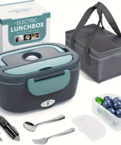 1.5 L 60W Electric Lunch Box Food Warmer Portable Food Heater for Car Or Home - Leak Proof, Lunch Heating Microwave for Truckers