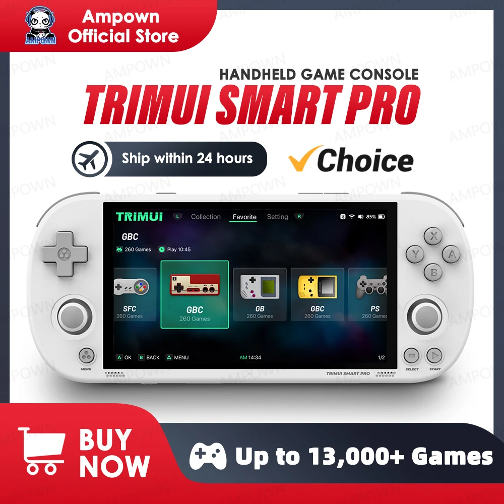 557212913 Trimui Smart Pro Handheld Game Console 4.96''IPS Screen Linux System Joystick RGB Lighting Smartpro Retro Video Game Player Gift