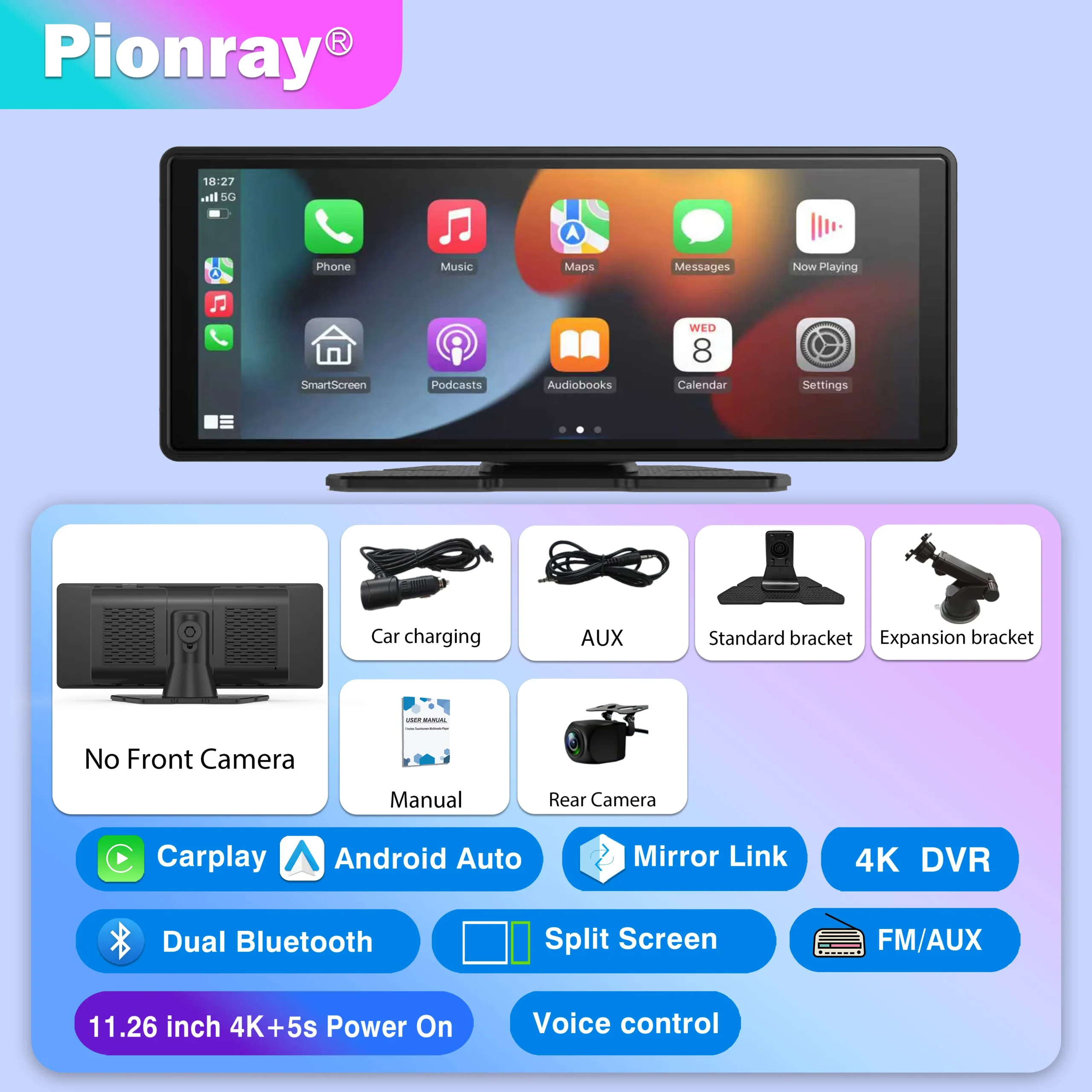 557399720 Pionray 7/10 inches android auto Universal Portable CarPlay for Car Screen Car Radio Video Wireless Carplay Screen for Apple - Image 9