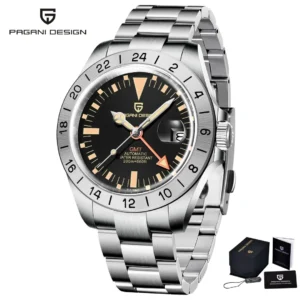 PAGANI DESIGN 2025 New Men's Automatic Mechanical Watch GMT Classic Retro Stainless Steel 200m Water Resistant Men's Wristwatch