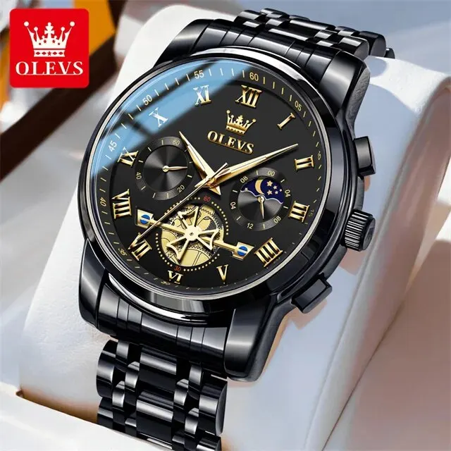 556975585 OLEVS 2859 Flywheel Design Man Watch 24 hour Moon Phase Chronograph Waterproof Luminous Multifunction Men's Quartz Wristwatches - Image 10