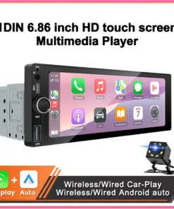 1DIN 6.86inch Universal MP5 Car Radio Support Wireless Carplay Android AUTO AUX USB  BT Touch Screen Multimedia Video Player