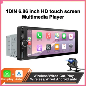 1DIN 6.86inch Universal MP5 Car Radio Support Wireless Carplay Android AUTO AUX USB BT Touch Screen Multimedia Video Player