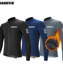 DAREVIE Cycling Jersey Winter Thermal Fleece Cycling Jersey Men Long Sleeve Hot Warm Soft Brushed Breathable Bicycle Clothing