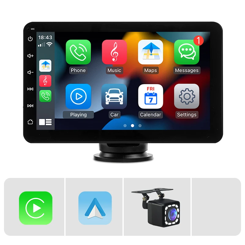 557400404 SINOVCLE 7" Portable Wireless Carplay Android Auto Car Radio Multimedia Player IPS Touch Screen AUX USB Bluetooth Mirror Link - Image 9