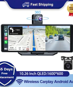 Universal 10.26" Car Intelligent 4K 360° Rotatio Car DVR Dash Cam Wireless CarPlay & Android Auto Bluetooth WIFI Rear Reversing