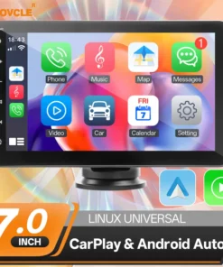 SINOVCLE 7" Portable Wireless Carplay Android Auto Car Radio Multimedia Player IPS Touch Screen AUX USB Bluetooth Mirror Link