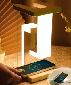 LED Night Lamp Creativity Physics Balance Suspension Table Desk Lamp Wireless Charger Decoration Home Bedroom Room Decor Light