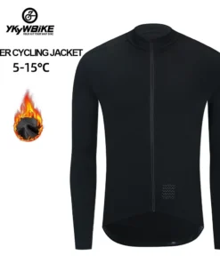 YKYWBIKE WINTER JACKET Thermal Fleece Men Cycling jacket Long Sleeve Cycling Bike Clothing black