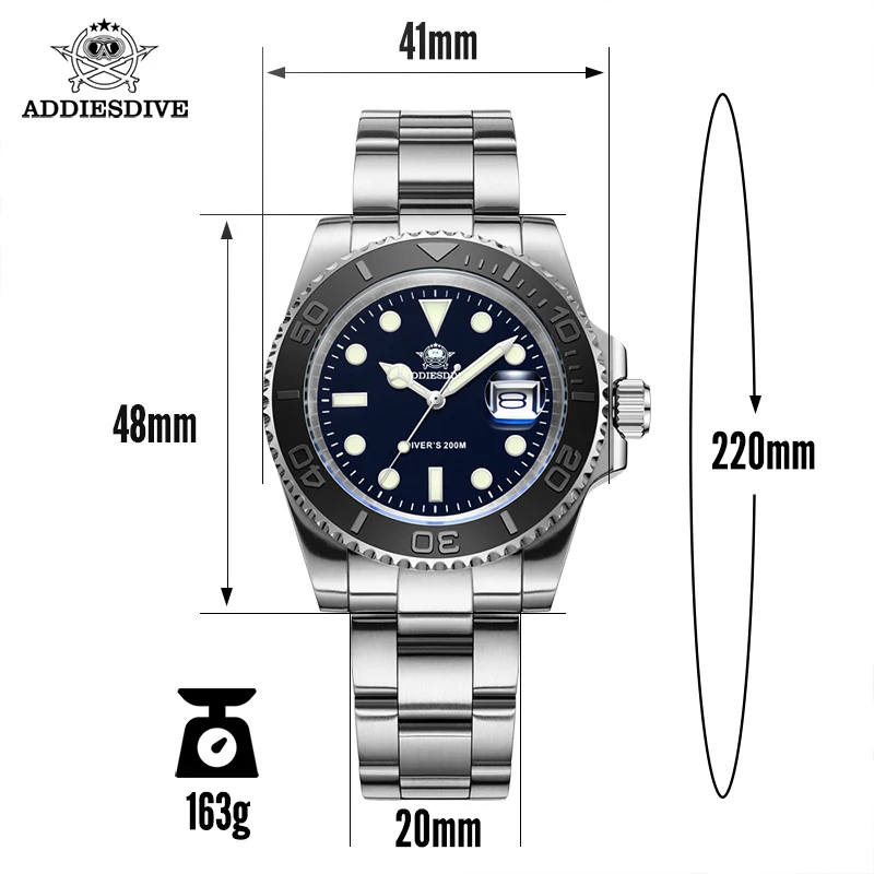 557026832 ADDIESDIVE Luxurious Men's Analog Quartz Watch BGW9 Luminous 20 Bar Waterproof Men's Diving Stainless Steel Men Watches H3 - Image 2